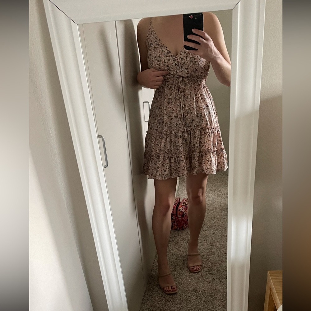 ROMWE Peach Floral Dress
